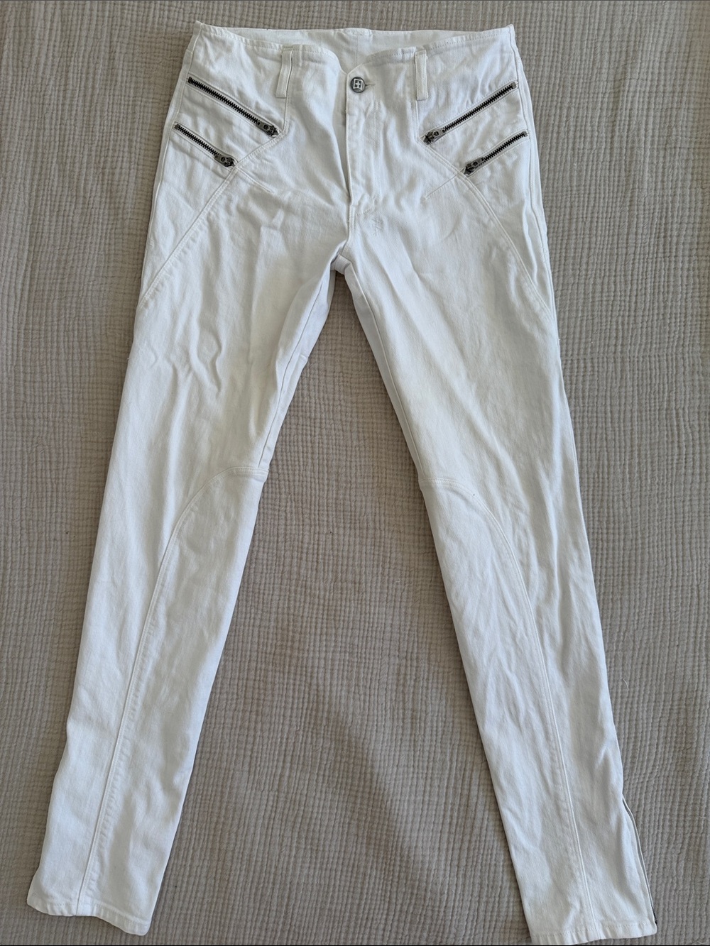 Ksubi White Skinny Jeans with Zip Pocket Details